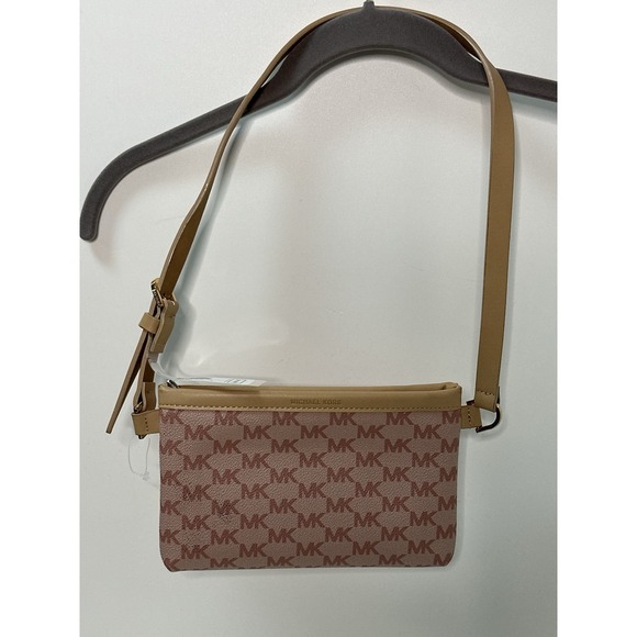 Michael Kors Rose Gold Pink Signature Belt Bag/Purse RARE (5‎ in) - Picture 1 of 6